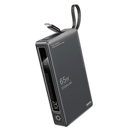 Power bank 20000mAh REMAX Wingle Series RPP-87 65W+22.5W Charge rapide câblée de type C et poignée portative- Gris