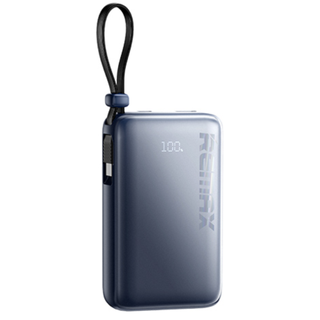 Power bank 10000mAh REMAX RPP-19 20W+22.5W Chargement rapide câblé de TYPE-C avec un indicateur numérique LED - Bleu