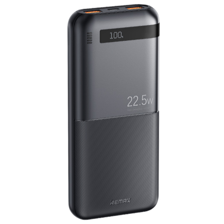 Power Bank 10000mAh REMAX Piloteer RPP-71 – Charge Rapide 20W + 22.5W – 2 Ports USB & 1 Port Type-C – Noir