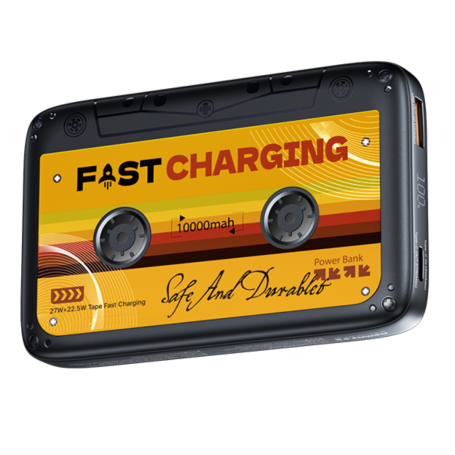 Power bank 10000mAh Remax RPP-B1 27W + 22.5W bande de charge rapide et design retro - Noir