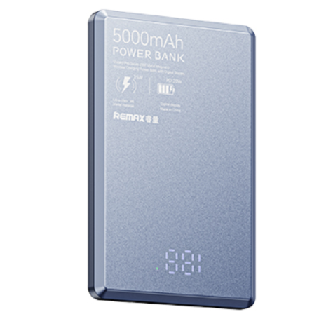 Power Bank 2-en-1 Magnétique + Câble 5000mAh REMAX Vocard Pro Series RPP-107 - Charge 20W - Ultra Fin 9mm - Bleu