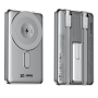 Power Bank Magnétique 5000mAh REMAX CX-1 15W avec câbles Lightning + USB-C + support intégré - Argent