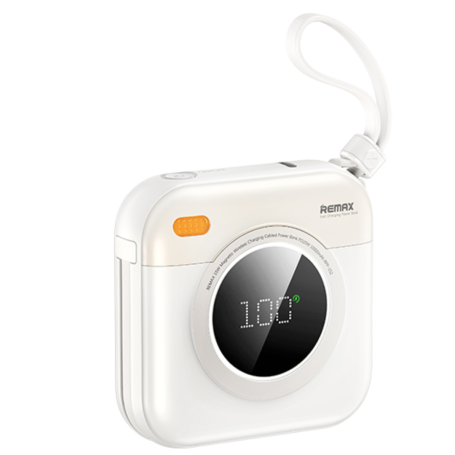 Power Bank Magnétique 10000mAh REMAX RPP-152 - 15W - 2 ports Type-C - Affichage numérique de la batterie - Blanc