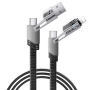 REMAX RC-C189 65W Braided 4-in-1 USB/Type-C to Lightning/Type-C Fast Charging Cable - 1M - Black