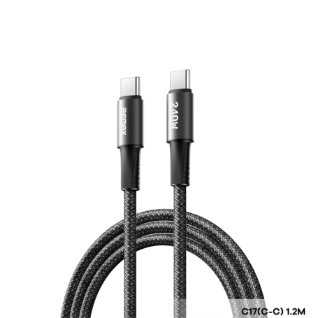 Câble USB-C / USB-C en Alliage d'Aluminium Tressé de Charge rapide 240W REMAX C17 Velocity - 1.2M - Noir