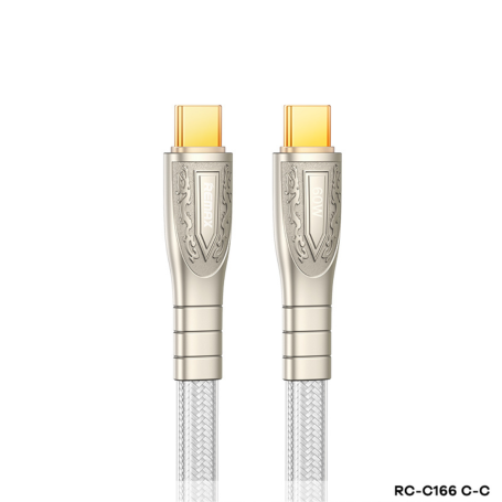 Câble Type-C / Type-C en Alliage Zinc Tressé de Charge Rapide 60W REMAX Prime Series RC-C166 - 1.2M - Argent