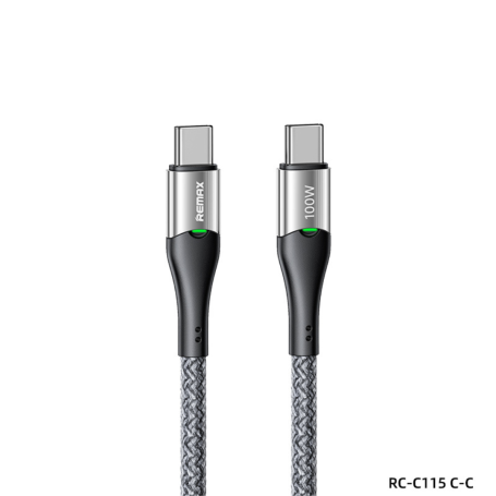 Câble Type-C / Type-C Tressé de Charge Rapide 100W REMAX Intelyelec Series RC-C115 - 1.2M - Argent