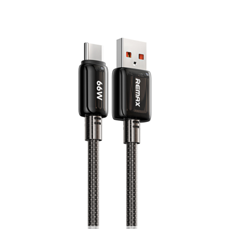 Câble USB / Type-C Tressé avec Charge Rapide 66W REMAX Icy Series RC-C025 - 1.2M - Noir