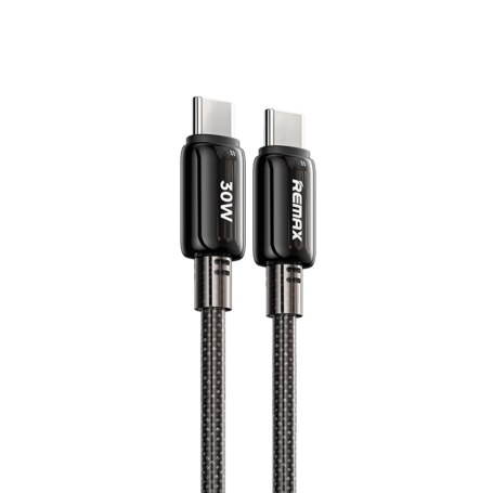Câble Type-C / Type-C Tressé de Charge Rapide 30W REMAX Icy Series RC-C036 - 1.2M - Noir
