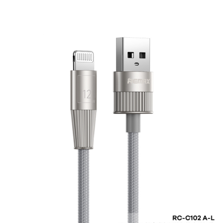 Buy REMAX Infinity Series RC-C102 2.4A Fast Charging USB/Lightning Cable 1.2M Silver - Durable Braided Zinc Alloy