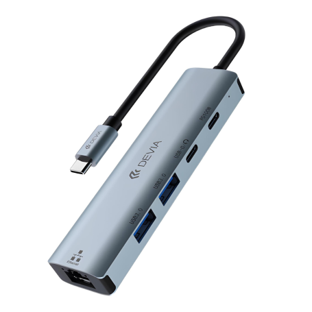 DEVIA USB*2 5 in 1 Type-C HUB + PD 3.0 + RJ45