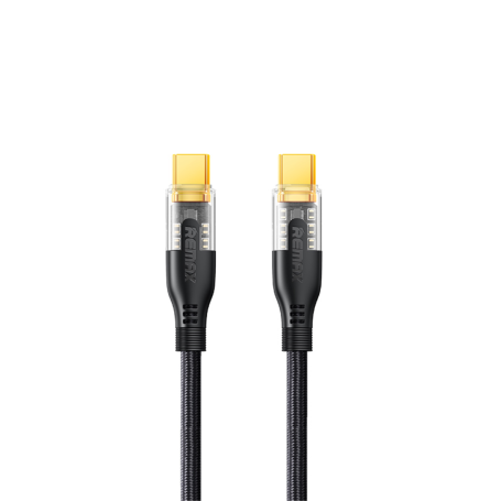 REMAX Explore Series Gen2 Cyberpunk Style RC-C170 60W Braided Fast Charging Type-C / Type-C Cable - 1.2M - Black
