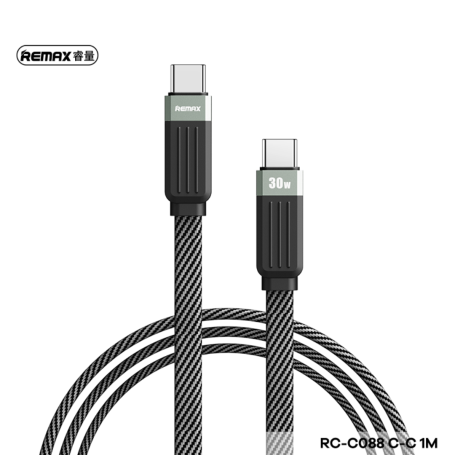 Câble Type-C / Type-C Tressé de Charge Rapide 30W REMAX Série Janker RC-C088 - 1M - Noir