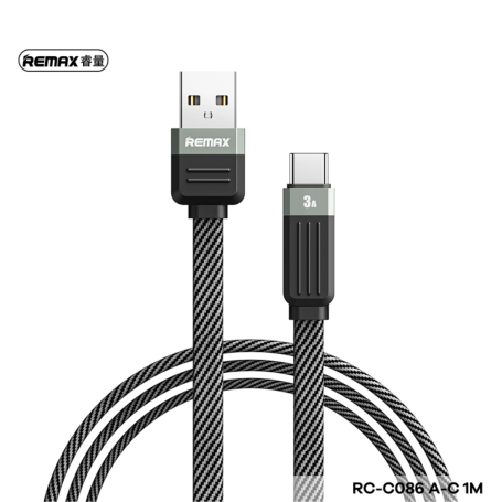 Câble USB / Type-C Tressé avec Charge Rapide 3A REMAX Série Janker RC-C086 - 1M - Noir