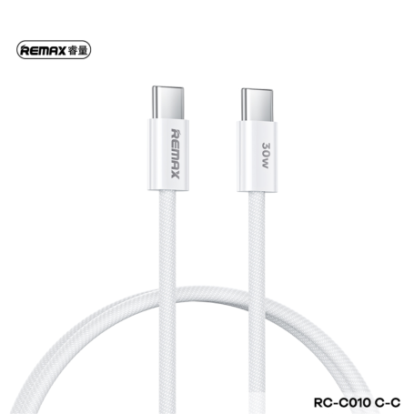 REMAX Chelectricy RC-C010 Series 30W Braided Fast Charging Type-C / Type-C Cable - 1M - White
