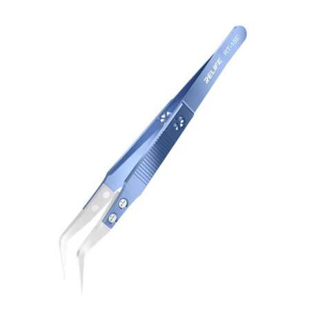 RELIFE RT-15E Precision Curved Tweezers in Ceramic and Titanium Alloy