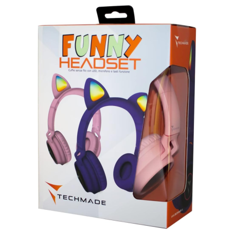 Techmade Bluetooth Headset Funny Led with Pink Microphone