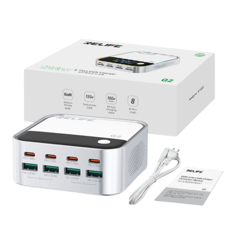 RELIFE Q2 120W 8-port GaN charger - Grey