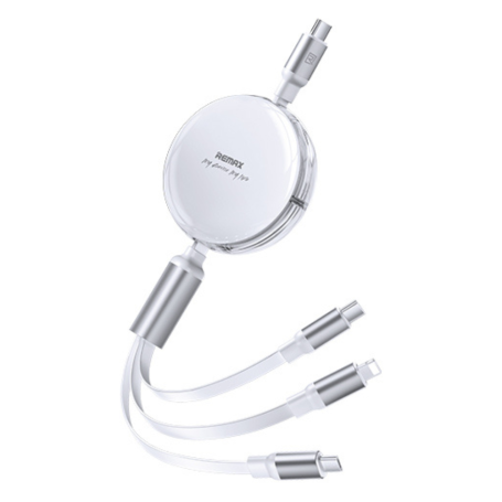 Câble de données 3 en 1 Type-C/ Lightning/ Micro en alliage d'aluminium avec Charge rapide 100W REMAX RC-C182 - 1.2M - Blanc