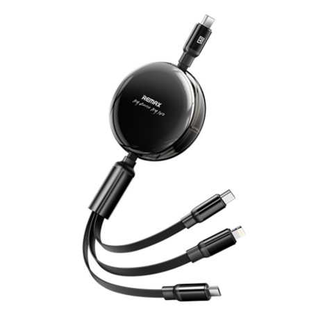 Câble de données 3 en 1 Type-C/ lightning/ Micro en alliage d'aluminium avec Charge rapide 100W REMAX RC-C182 - 1.2M - Noir