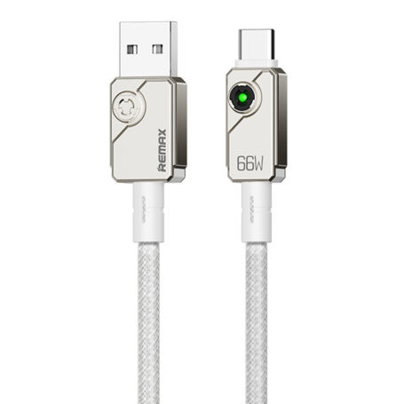 Câble USB / USB-C en Alliage d'aluminium tressé avec Charge Rapide 66W REMAX Swift C33 - 1.2M - Blanc