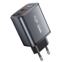 67W GaN Fast Charger with Digital Display - USB + Type-C REMAX U2-AC67W - Silver