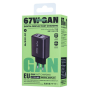 67W GaN Fast Charger with Digital Display - USB + Type-C REMAX U2-AC67W - Silver