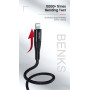 Câble de Charge Type-C / Lightning Benks - 2 M - Puissance et Durabilité au Quotidien - Noir
