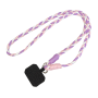 Nylon Phone Cover Necklace with Black Card - Purple White Pink
