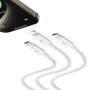 Câble de Charge 3 en 1 Type-C / Type C + Type C + Lightning Benks D46 - 1,2 m – Ultra Rapide et Résistant - Blanc