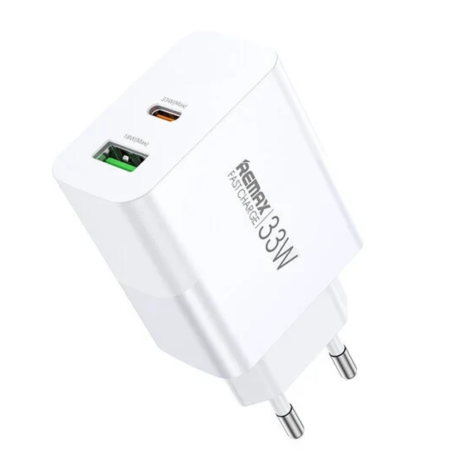Chargeur Rapide 33W USB + Type-C REMAX Kiddy Series RP-U122 - EU - Blanc