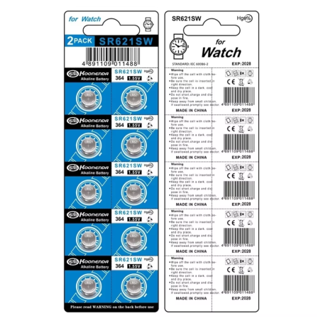 Piles Bouton SR621SW 1.55V x 10pcs Koonenda