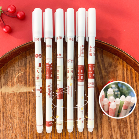 0.5mm Erasable Ink Pen - Peace and Joy Red with Red Stripes (10pcs)