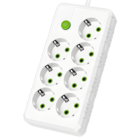 Multiprises INCOALUXE 7 Prises EU - Blanc - 2M