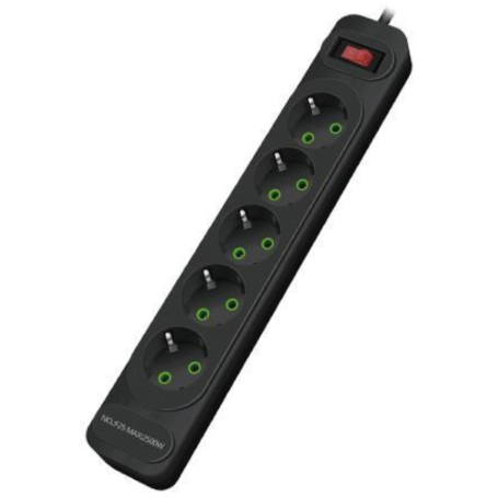 Multiprises INCOALUXE 5 Prises EU Noir - 5M