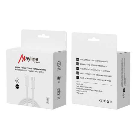 Câble Type-C vers Lightning 27W Nylon Tressé - 2M (Mayline)