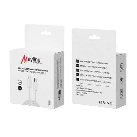 Câble Type-C vers Lightning Nylon Tressé 27W - 1M (Mayline)