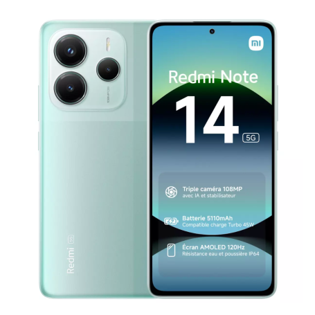 Xiaomi Redmi Note 14 5G 256 Go Vert - Neuf