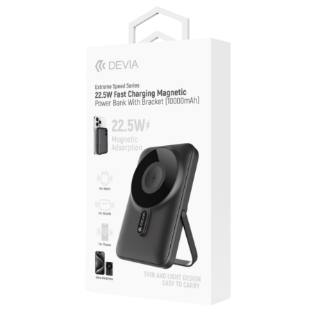 Power Bank Magnétique Charge Rapide 22,5W avec Support - Série Extreme Speed - (10000mAh) - Gris
