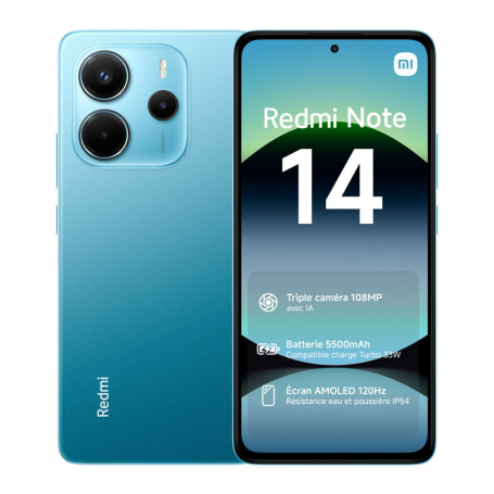 Xiaomi Redmi Note 14 256 Go 4G Bleu Mer - Neuf