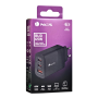 NGS Bud 65W Chargeur Mural GaN Ultra-Rapide 65W avec 3 Ports (2 USB-C + 1 USB-A) - Noir
