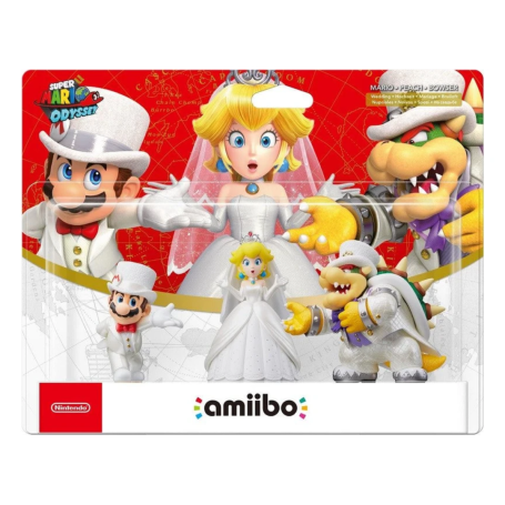 Nintendo Figurine Amiibo Super Mario Odyssey Mario/Peach/Bowser Tenue De Mariage