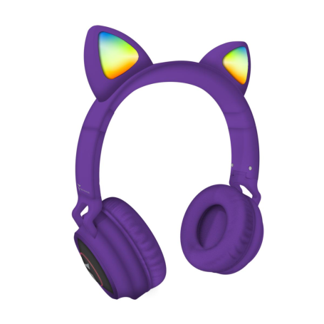 Techmade Casque Bluetooth Funny Led avec Microphone Violet